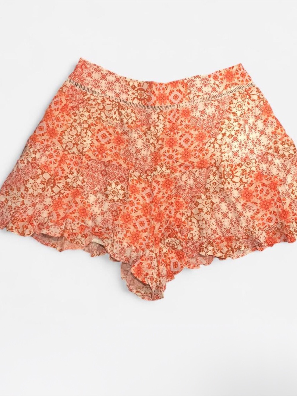 Forever 21 Orange Floral Ruffle Shorts
